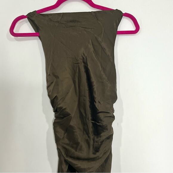 Reformation Morel Brown Anaiis Silk Dress High Neck Open Back Maxi Dress Size 2 - Picture 4 of 11